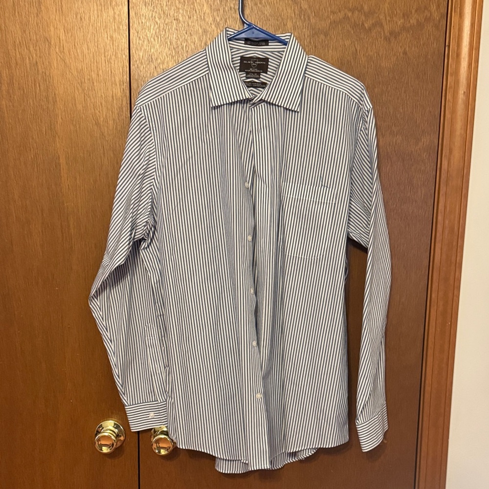 Black Brown 1826 Navy and White Striped Men's Shirt